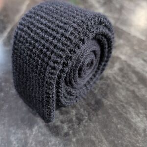 Dark Blue Cotton Wool Blend Square Tip Tie By Wembley